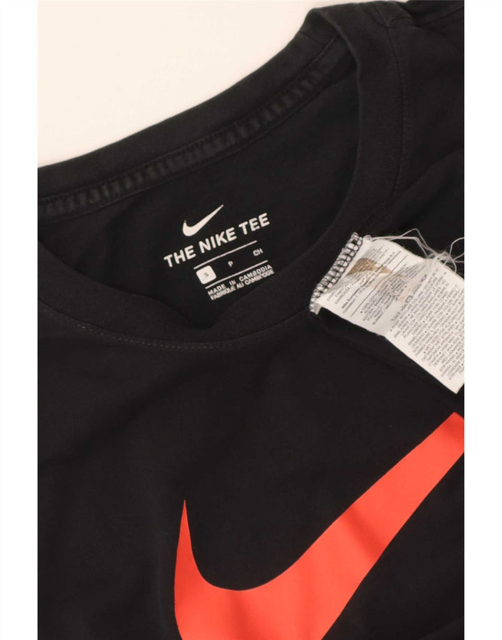 Nike Herren-T-Shirt mit Swoosh-Grafik, Größe S, Schwarz, Baumwolle