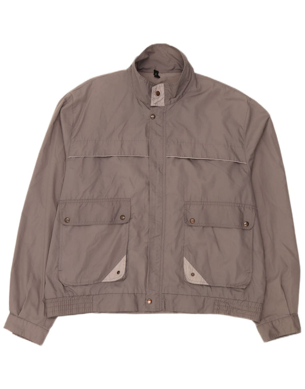 C & A Herren Bomberjacke IT 58 4XL Graues Colourblock-Polyester