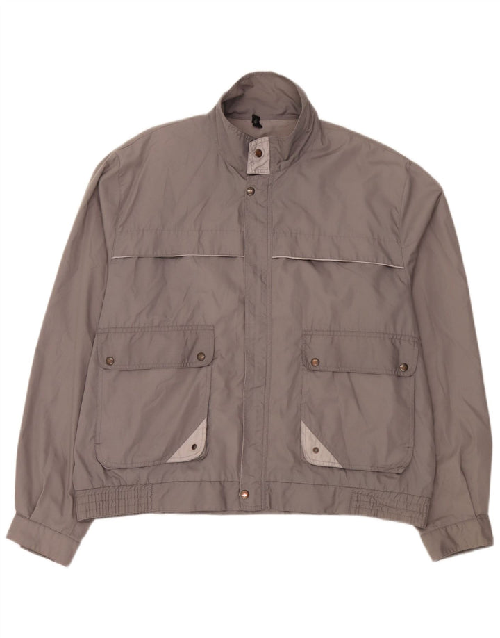 C & A Herren Bomberjacke IT 58 4XL Graues Colourblock-Polyester