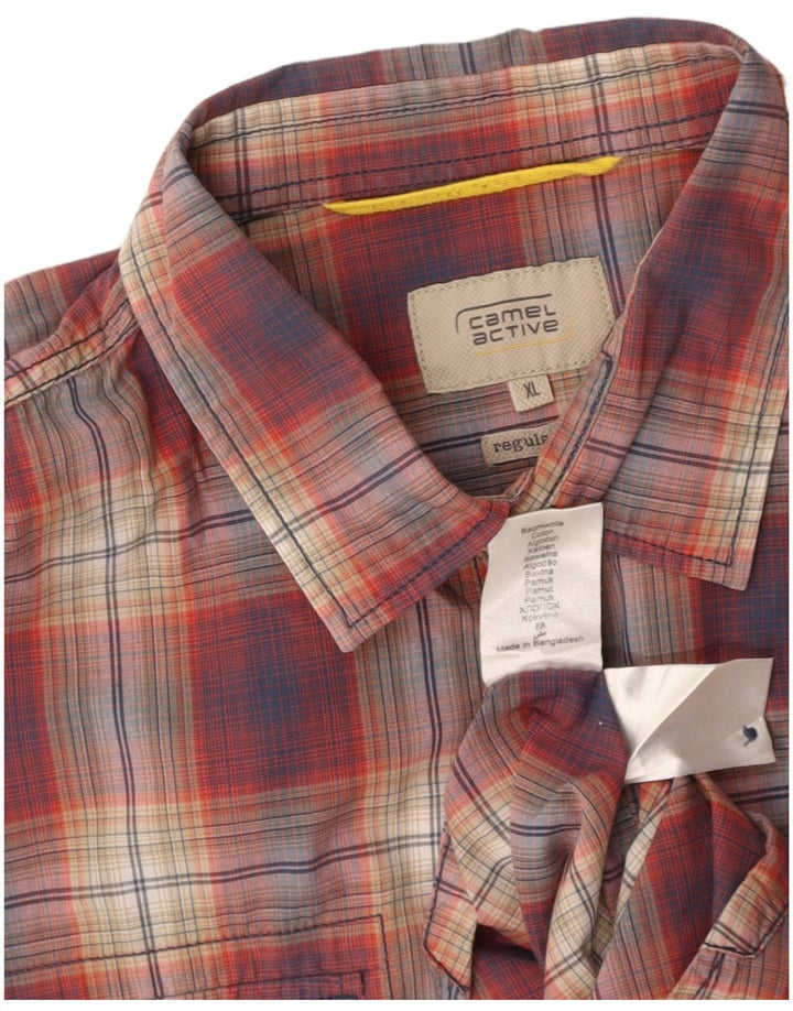 CAMEL ACTIVE Mens Regular Fit Short Sleeve Shirt XL Red Check Cotton