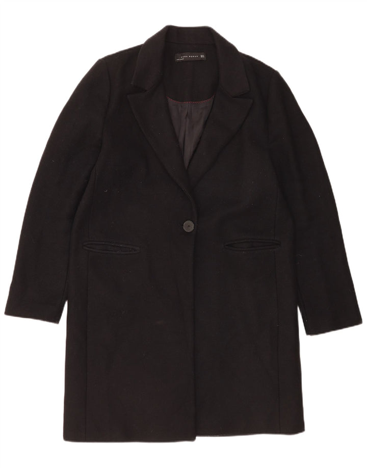 Zara Damen Mantel UK 18 XL Schwarze Wolle