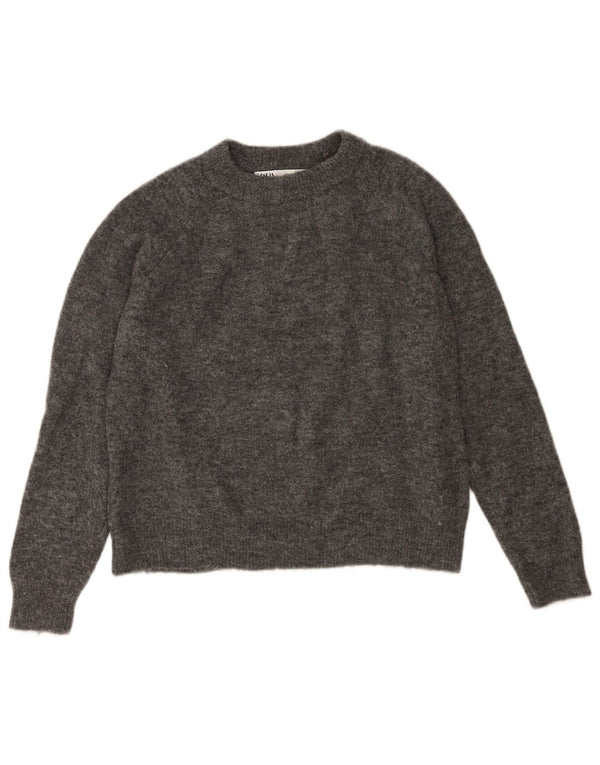 Zara Damen-Pullover mit U-Boot-Ausschnitt, übergroß, Gr. 10, Größe S, grau, Nylon