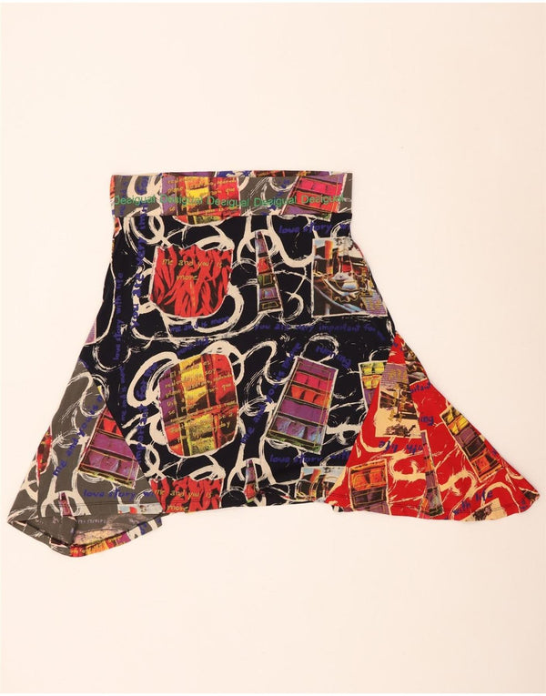 Desigual Damen grafischer asymmetrischer Rock XL W36 L21 Mehrfarbige Baumwolle