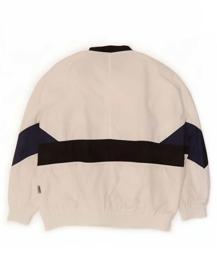 Vintage Herren-Trainingsanzug-Top-Jacke, groß, weiß, geometrisch