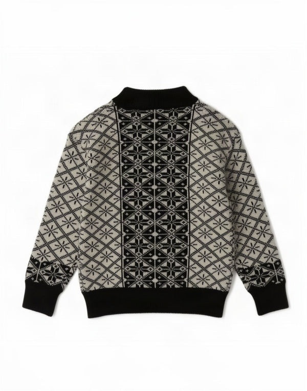 Vintage Rollkragenpullover für Jungen, 7–8 Jahre, schwarz, geometrisch, Spandex