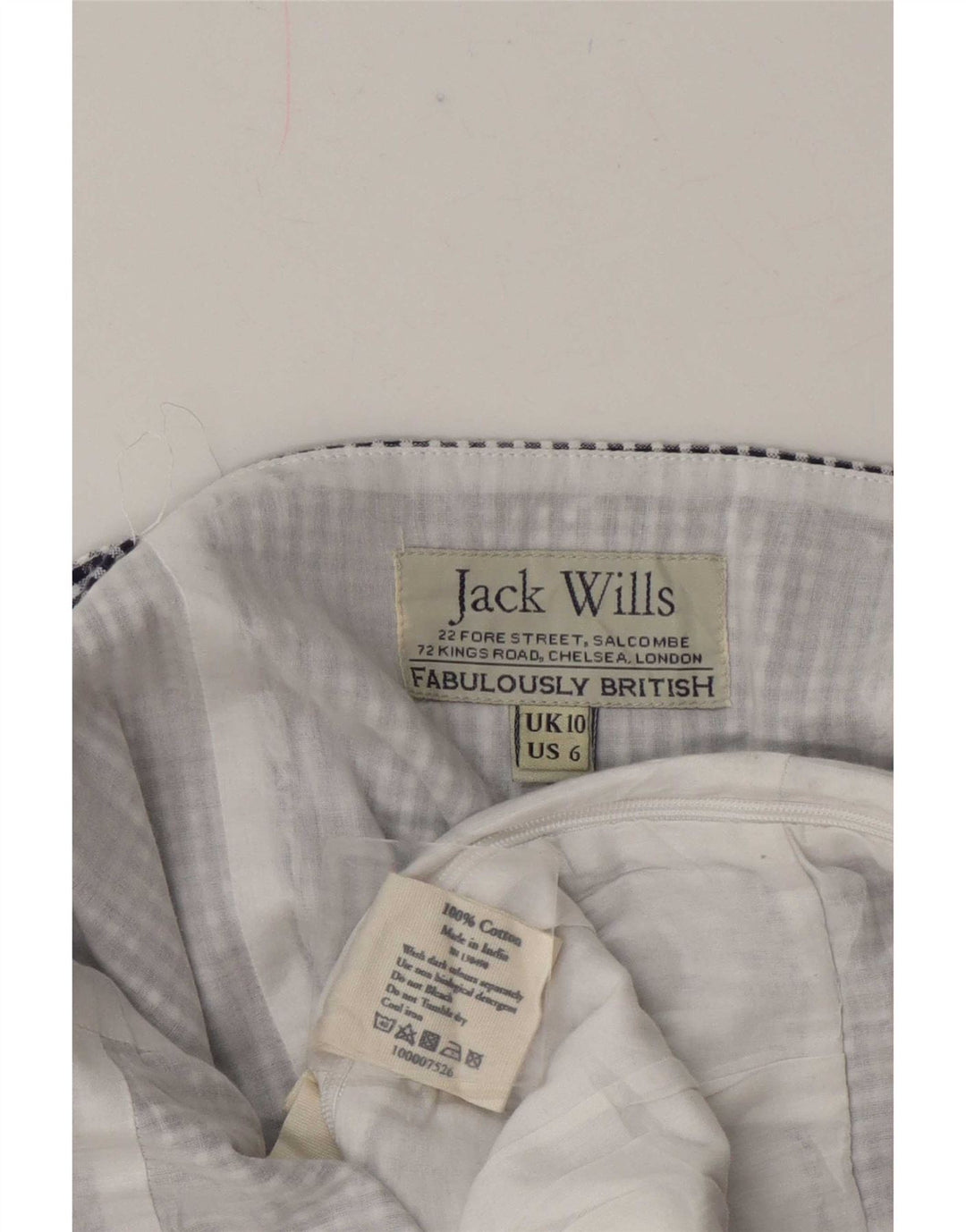 Jack Wills ärmelloser normaler Damen-Spielanzug, UK 10, klein, blau kariert, Baumwolle