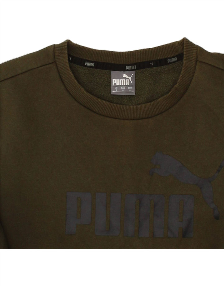 PUMA Mens Graphic Sweatshirt Jumper Small Khaki Cotton Vintage Puma and Second-Hand Puma from Messina Hembry 