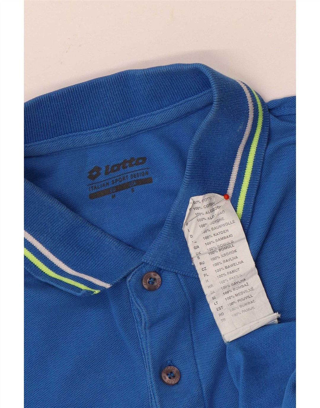Lotto Herren-Poloshirt, klein, blau gestreift, Baumwolle