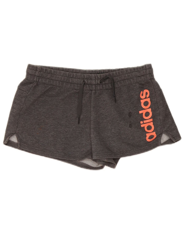Adidas Damen Graphic Sport Shorts UK 8/10 Small Graue Baumwolle