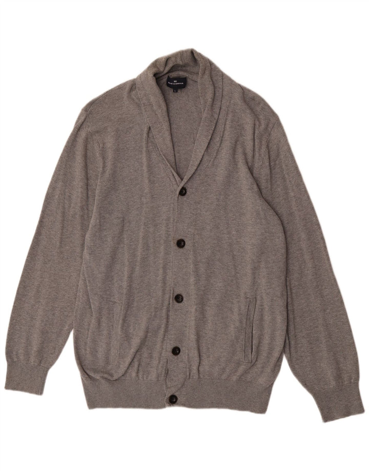 Marks & Spencer Herren-Cardigan aus blauer Harbour-Strickjacke, groß, graue Baumwolle