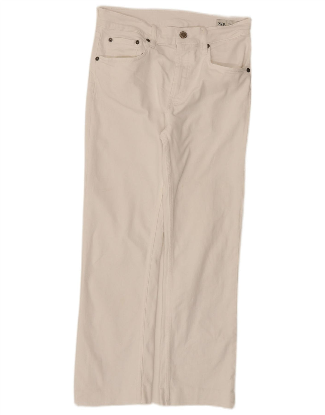Zara Damen-Jeans, kurz geschnitten, EU 38, Größe S, W28, L26, Weiß
