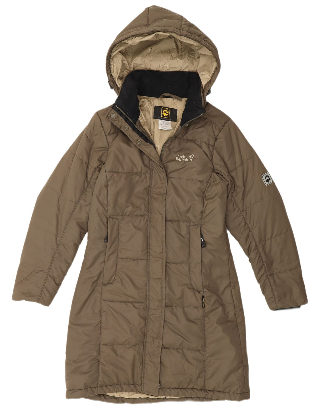 Jack Wolfskin Damen Kapuzenmantel, gepolstert, UK 10, Größe S, Khaki, Polyester