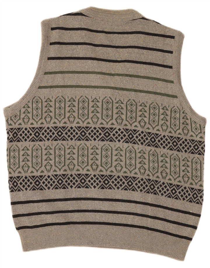 Vintage Herren Weste Tank Top Große graue geometrische Baumwolle