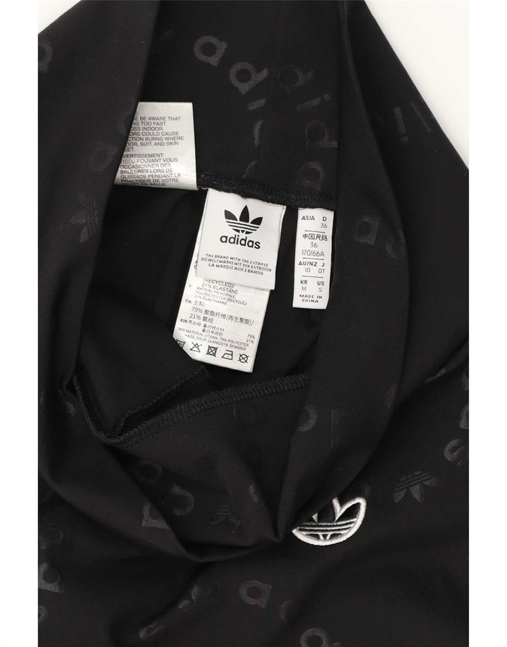 Adidas Damen Graphic Leggings UK 10 Small Schwarz Polyester