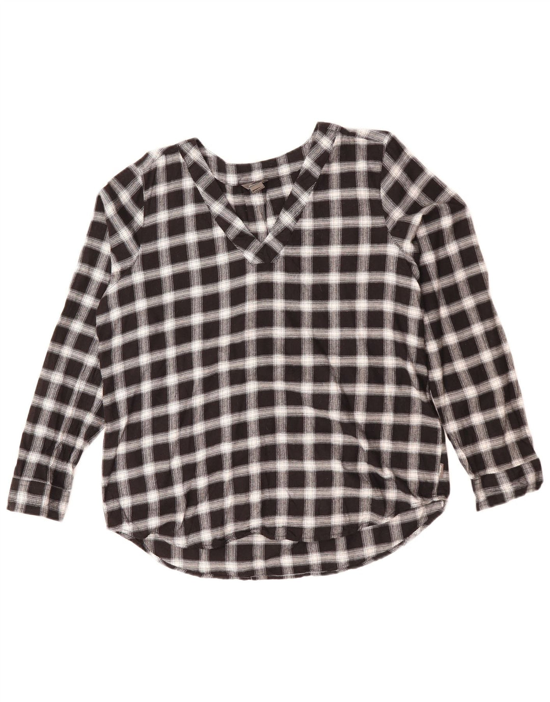 Eddie Bauer Womens Loose Fit Pullover Shirt UK 14 Mittelschwarz karierte Baumwolle