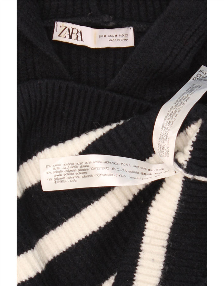 Zara Damen-Pullover mit Kapuze, übergroß, Gr. 14, mittelschwarz gestreift