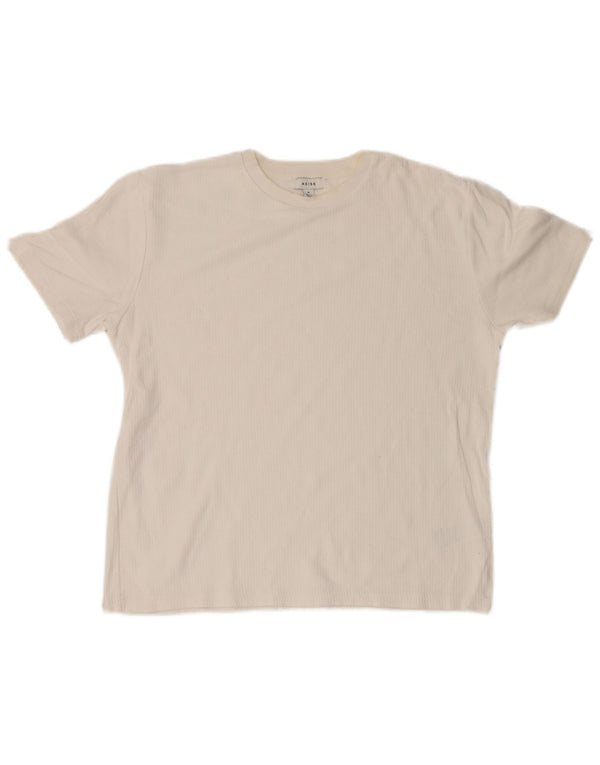 Reiss Herren T-Shirt Top aus mittelweißer Baumwolle