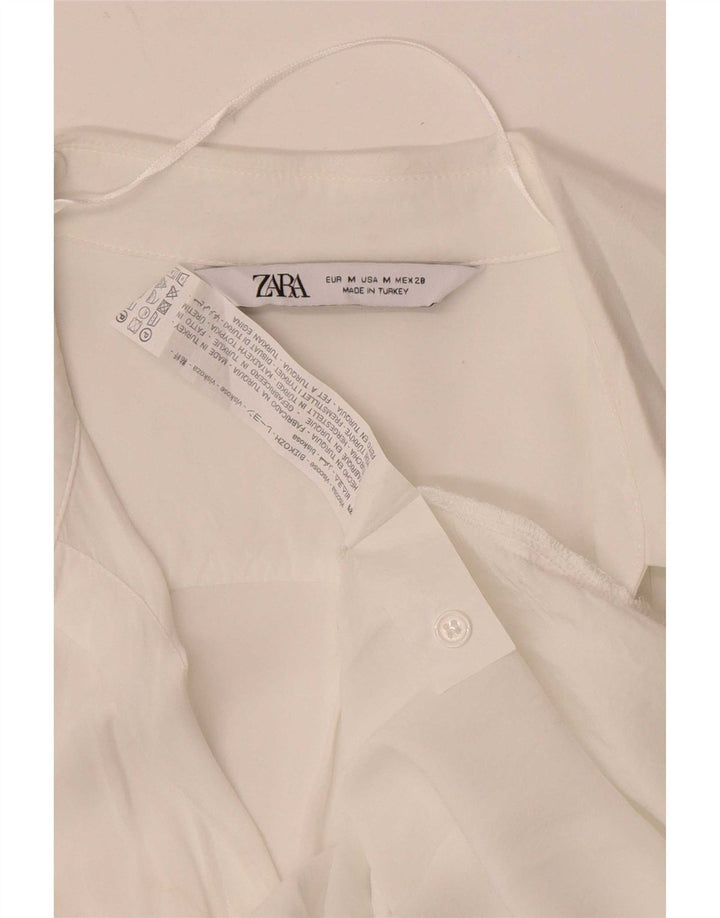 Zara Damen Hemdbluse UK 12 Mittelweiße Viskose