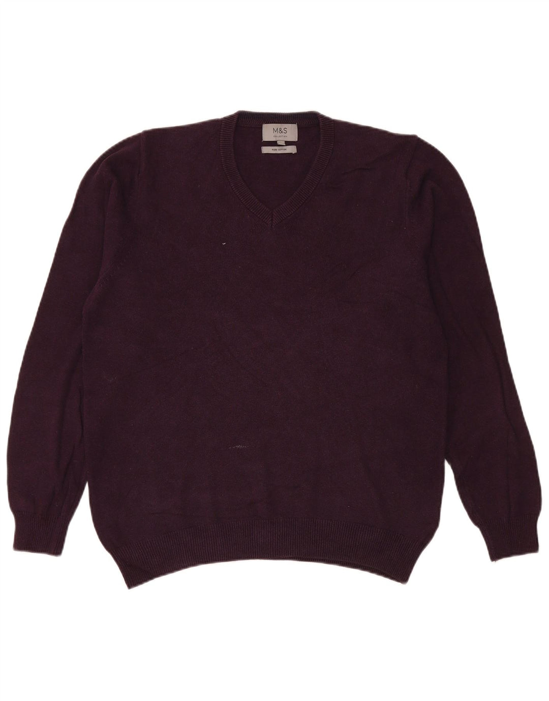 Marks & Spencer Herren-Pullover mit V-Ausschnitt, mittlere kastanienbraune Baumwolle