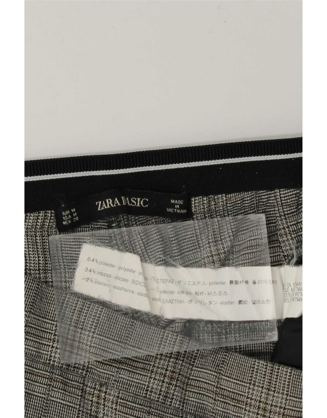 Gerade Anzughose für Damen von Zara, mittelgroß, W28, L27, grau kariertes Polyester
