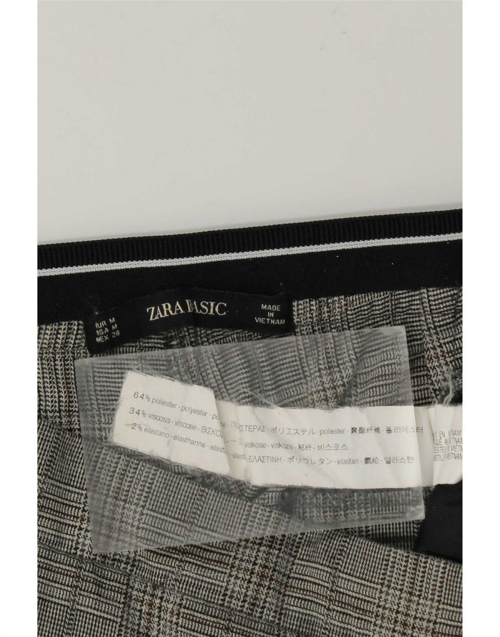 Gerade Anzughose für Damen von Zara, mittelgroß, W28, L27, grau kariertes Polyester