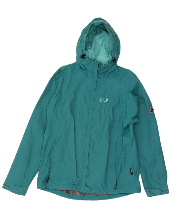 Jack Wolfskin Damen Regenjacke mit Kapuze UK 18 XL Türkis Polyamid