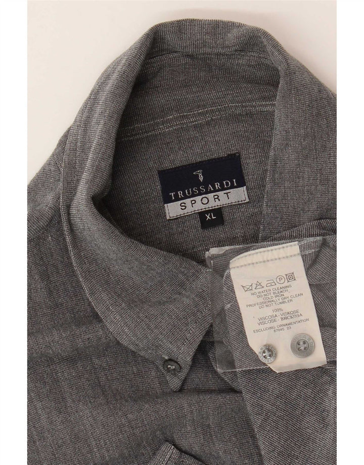 Trussardi Herrenhemd XL Graue Viskose