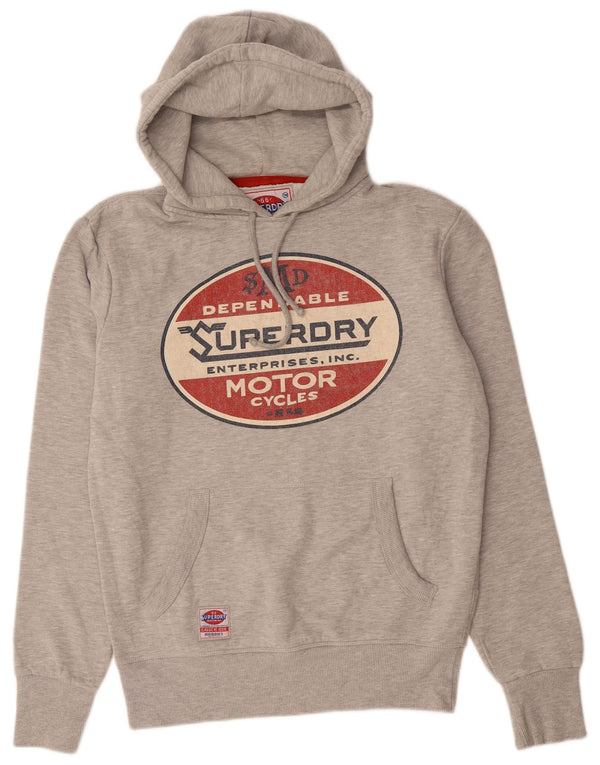 SUPERDRY Mens Graphic Hoodie Jumper Medium Grey Cotton