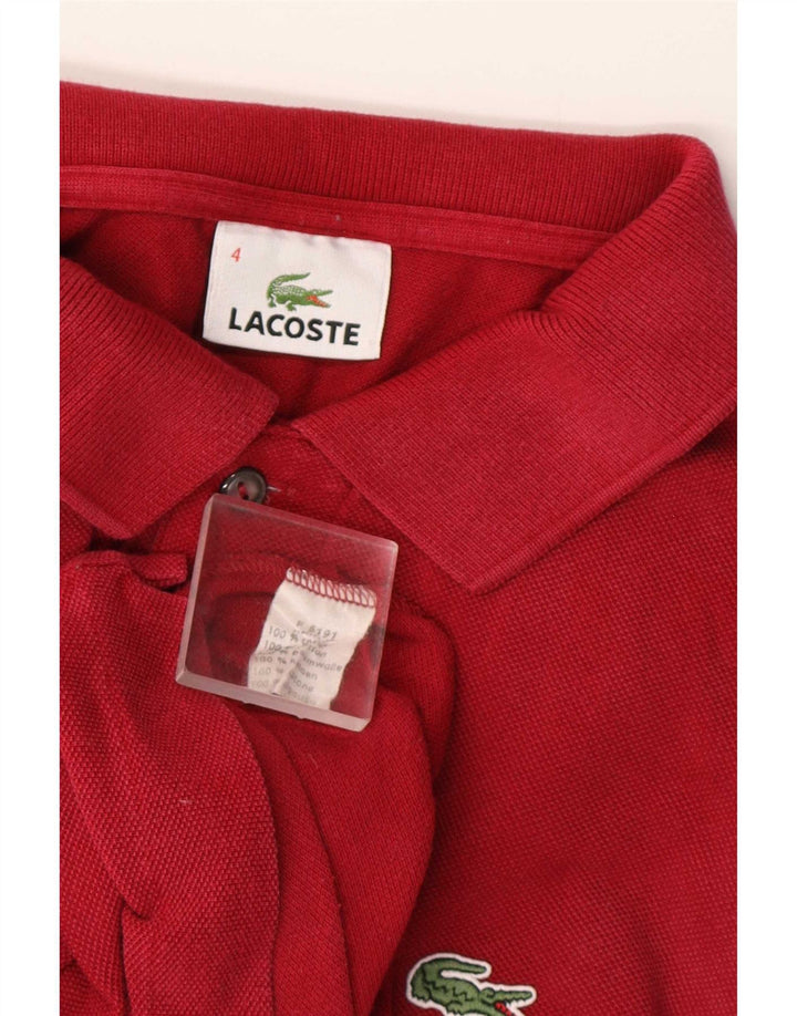 Lacoste Herren-Poloshirt, Größe 4, mittlere burgunderrote Baumwolle