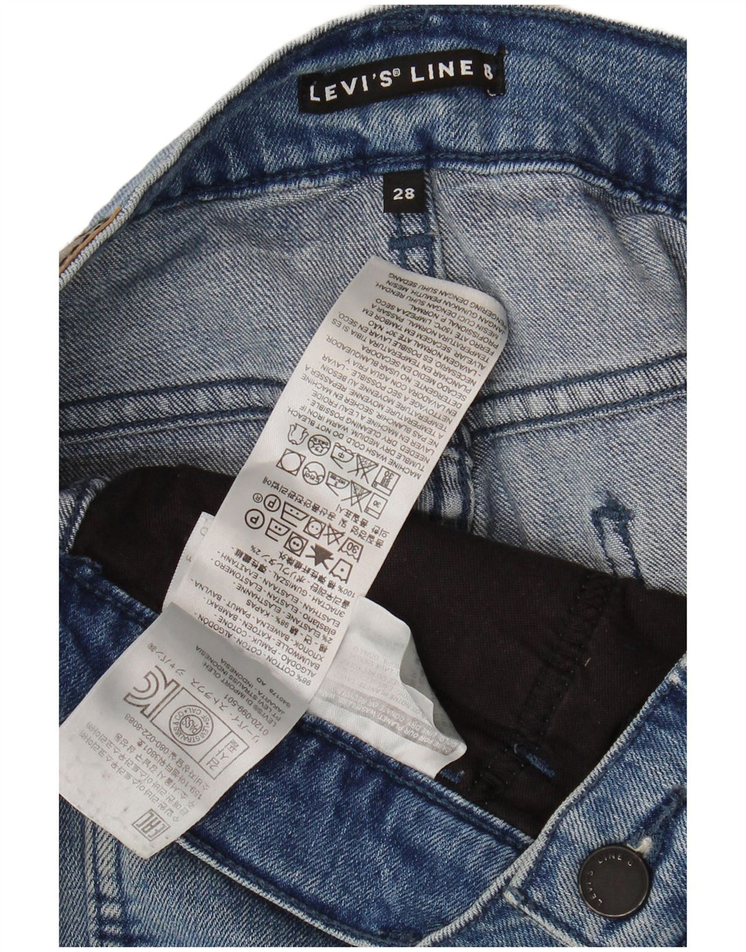 Levi's Damen Line 8 Jeansshorts W28 mittelblaue Baumwolle