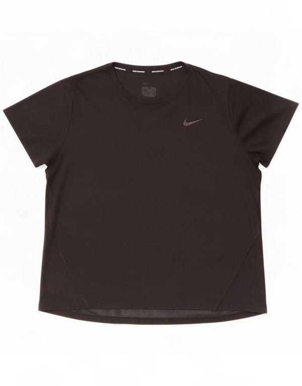 Nike Damen Dri Fit T-Shirt Top UK 18 XL Schwarz