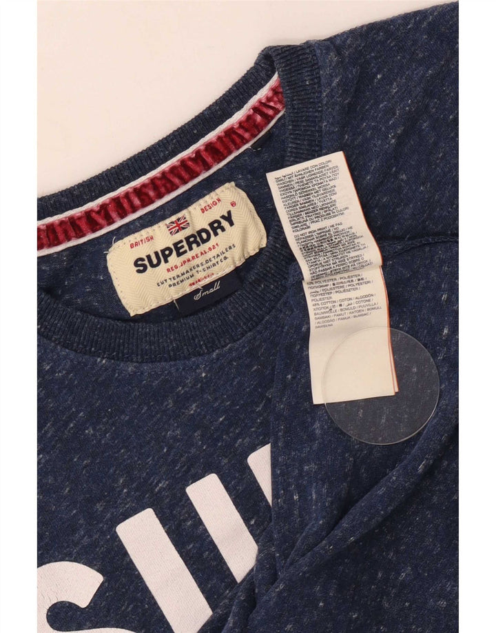 Superdry Herren-T-Shirt mit Grafik, Größe S, Marineblau gesprenkeltes Polyester