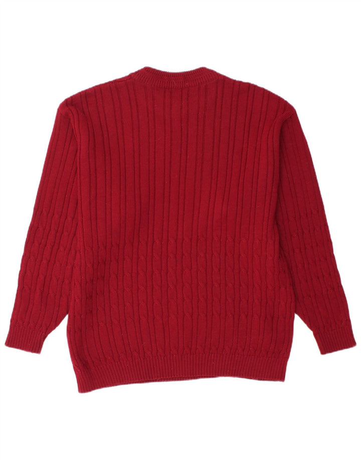 VINTAGE Herren-Pullover mit Rundhalsausschnitt, mittlere kastanienbraune Wolle
