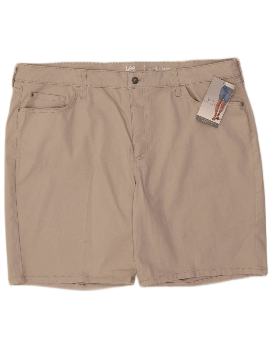 LEE Damen Riders Mid Rise Bermuda Shorts US 22 3XL W44 Beige Baumwolle