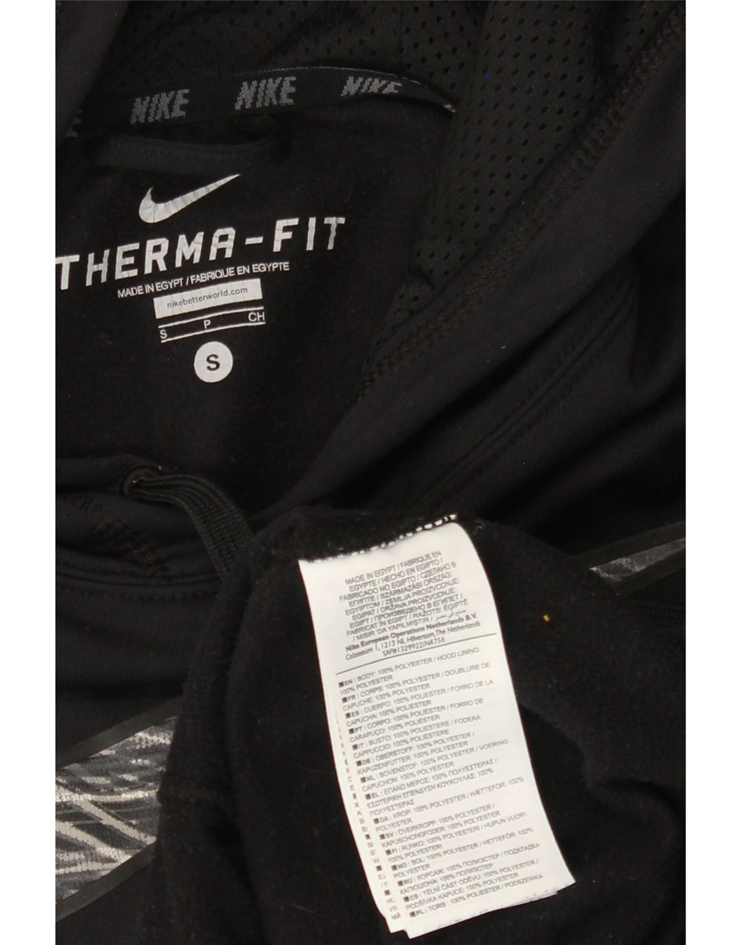NIKE Herren Therma-Fit Graphic Hoodie Pullover Small Schwarz Polyester