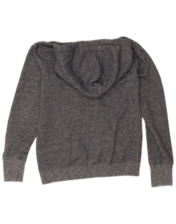 Superdry Graphic Hoodie-Pullover für Damen, UK 12, mittelmarineblau gesprenkelte Baumwolle
