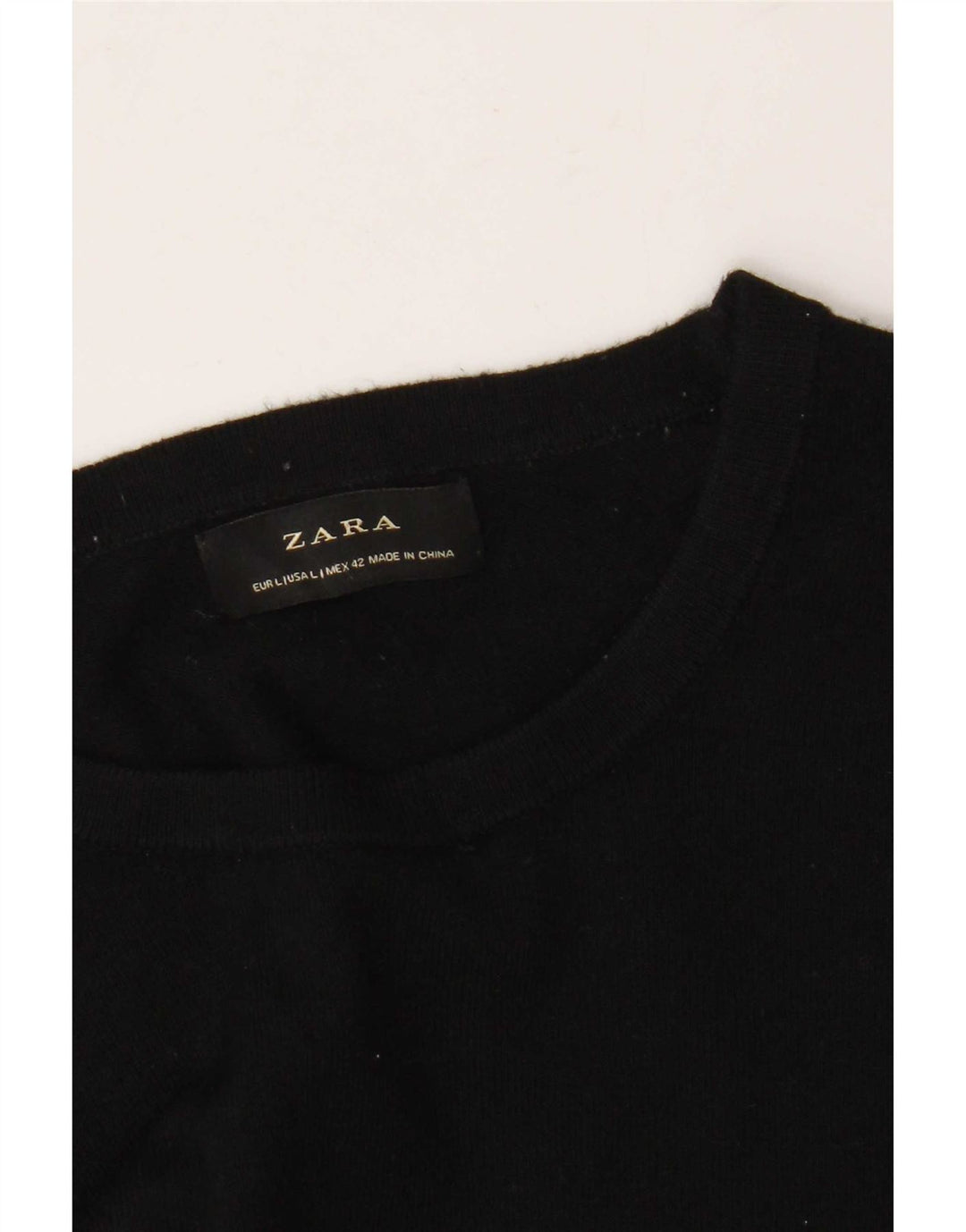 Zara Herren-Pullover mit Rundhalsausschnitt, Größe L, Schwarz