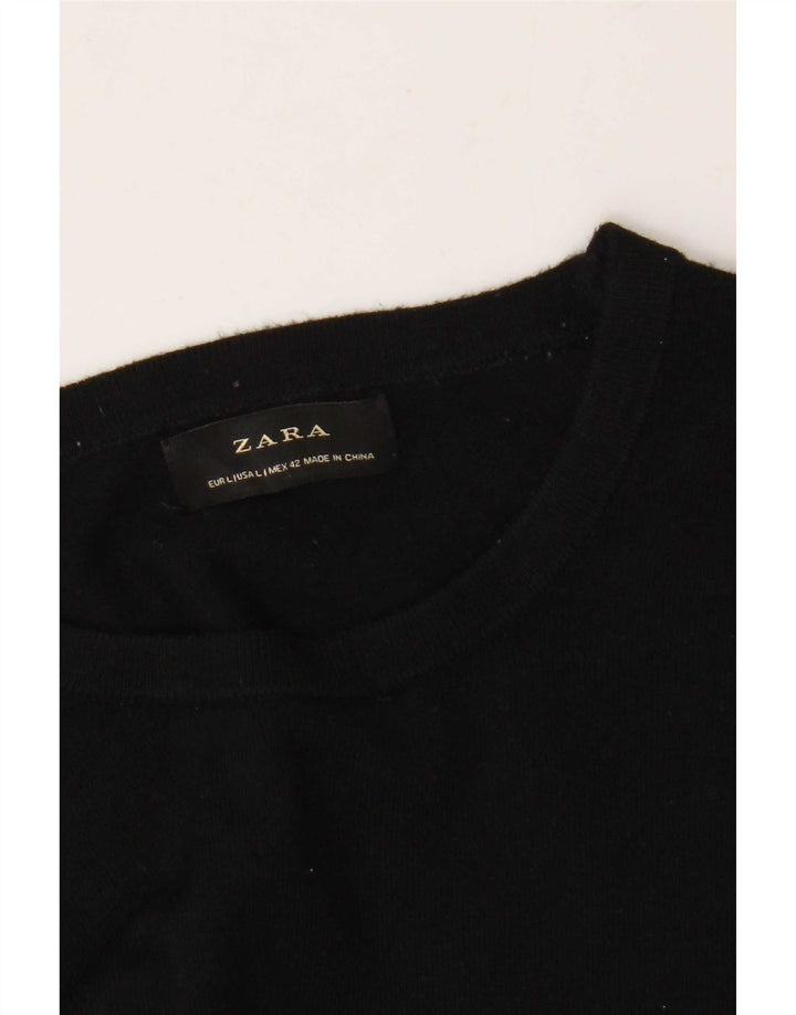 Zara Herren-Pullover mit Rundhalsausschnitt, Größe L, Schwarz