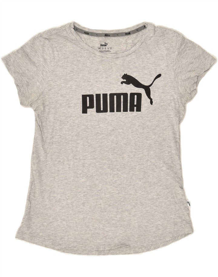 PUMA Womens Graphic T-Shirt Top UK 10 Small Grey | Vintage Puma | Thrift | Second-Hand Puma | Used Clothing | Messina Hembry 