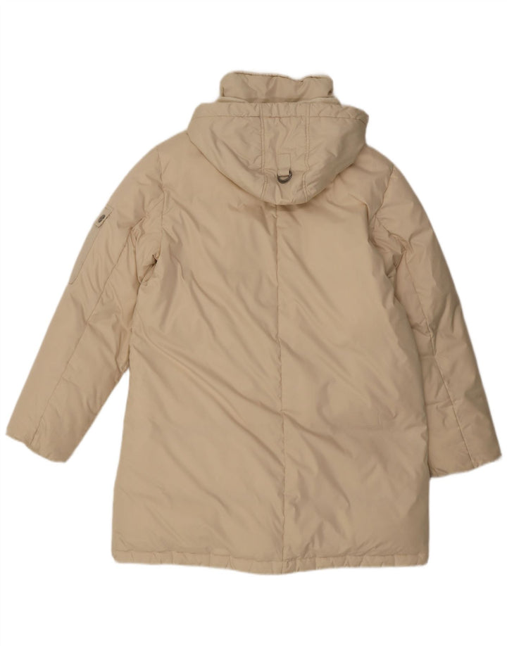 Dkny Wattierter Damenmantel mit Kapuze, UK 14, Größe L, Beige, Polyester