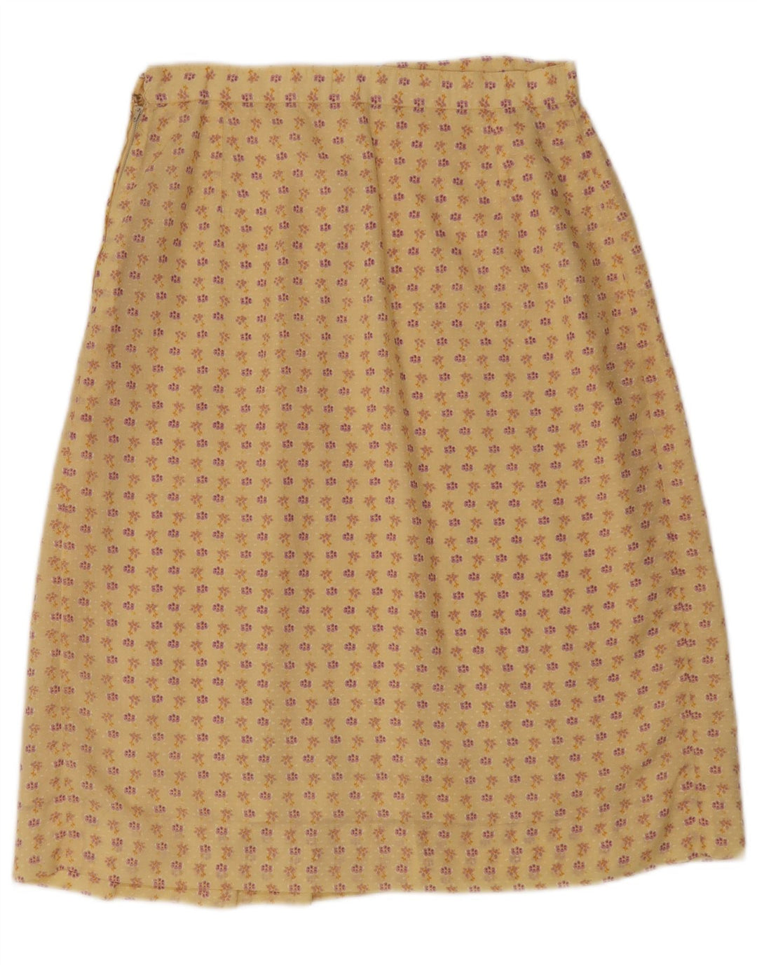 Vintage Damen A-Linie Rock W30 Mittelgelb geblümt