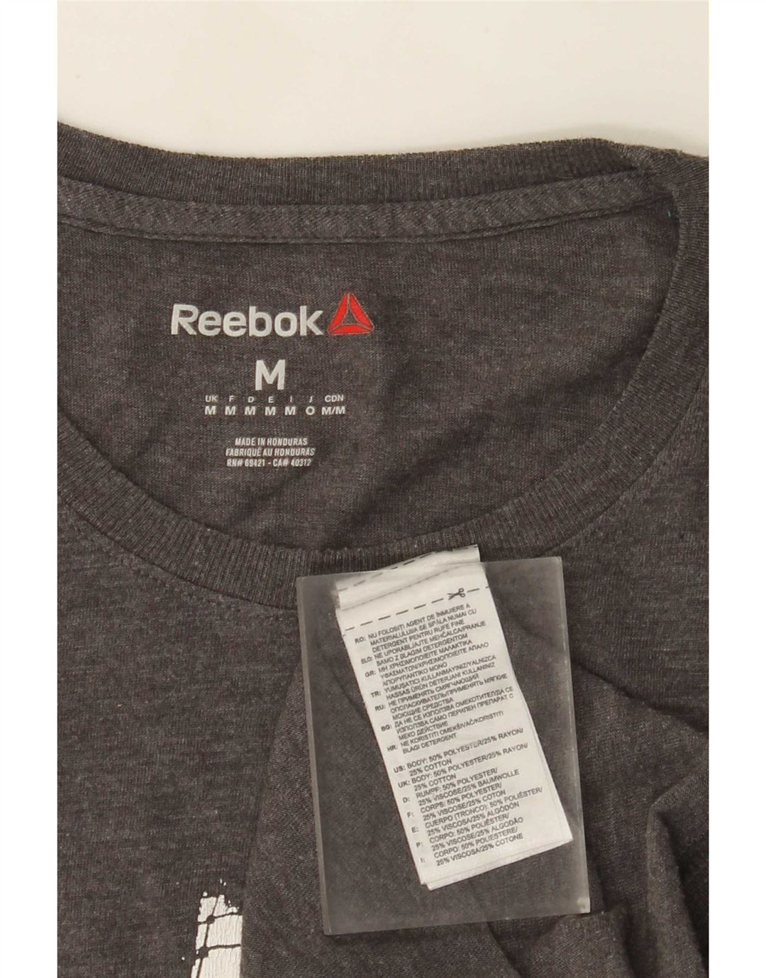 Reebok Herren Grafik-T-Shirt-Oberteil Mittelgraues Polyester