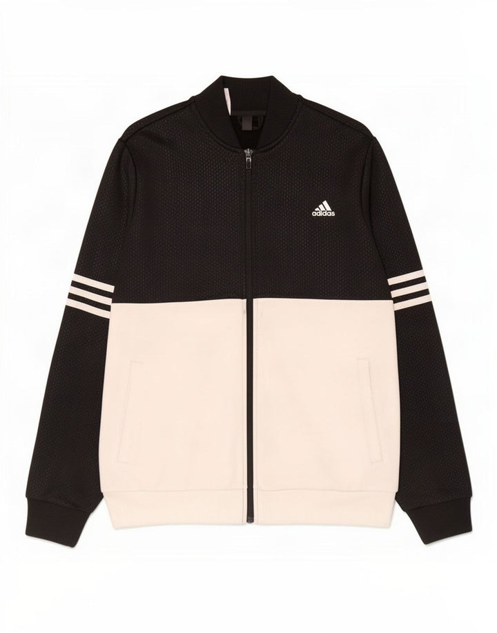 Adidas Jungen-Trainingsanzug-Top-Jacke, 13–14 Jahre, schwarzes Colourblock-Polyester