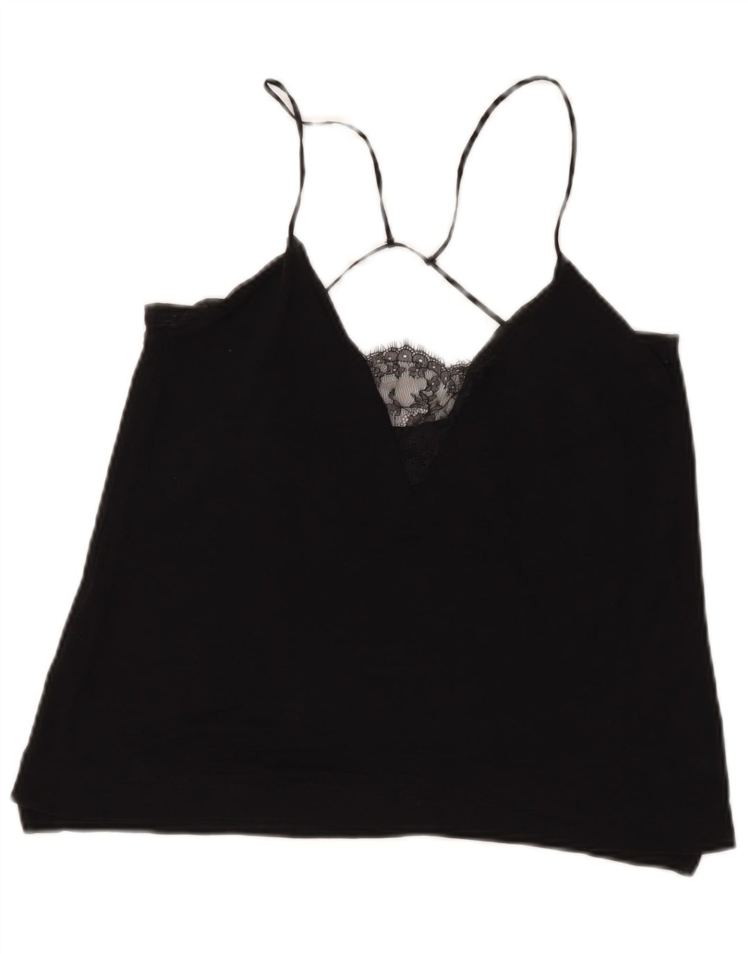 Zara Damen Neckholder Top UK 12 Medium Schwarz