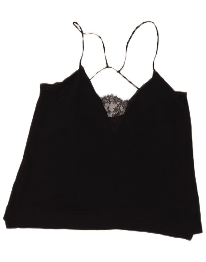 Zara Damen Neckholder Top UK 12 Medium Schwarz