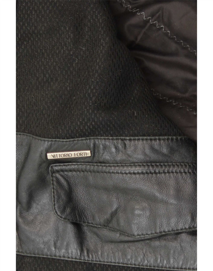 Vittorio Forti Herren Leder Bomberjacke IT 50 Large Schwarz