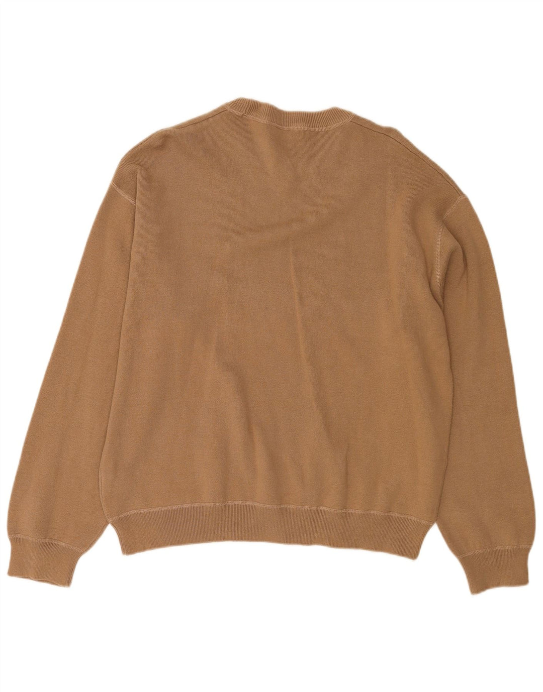 Zara Herren-Pullover mit Rundhalsausschnitt, mittelbraune Baumwolle