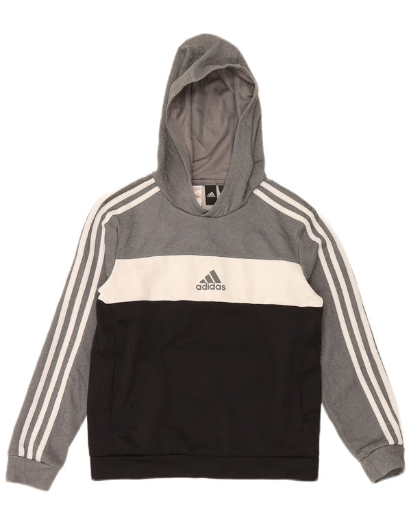 Adidas Aeroready Kapuzenpullover für Jungen, 11–12 Jahre, graues Colourblock-Polyester
