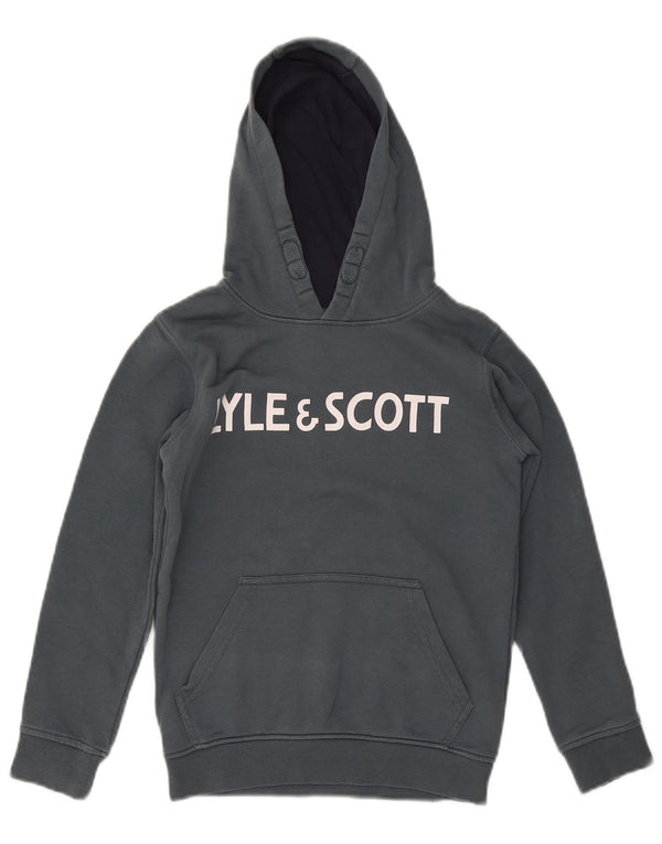 Lyle & Scott Kapuzenpullover mit Grafik für Jungen, 8–9 Jahre, graue Baumwolle