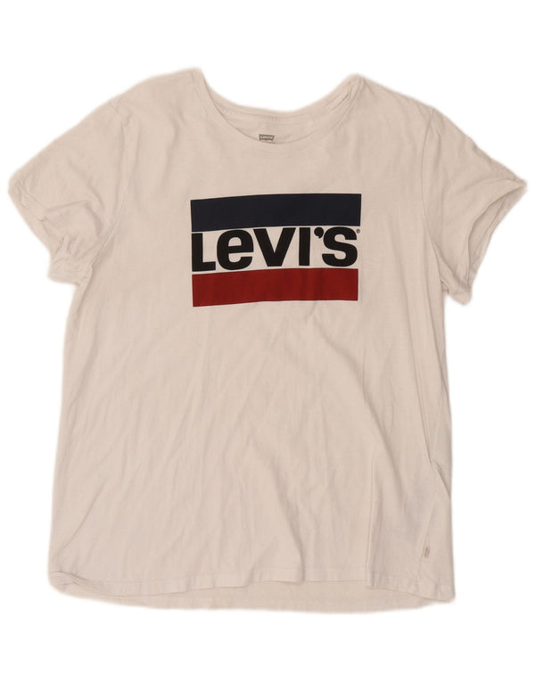 Levi's Damen-T-Shirt mit Grafik, UK 18, XL, weiße Baumwolle